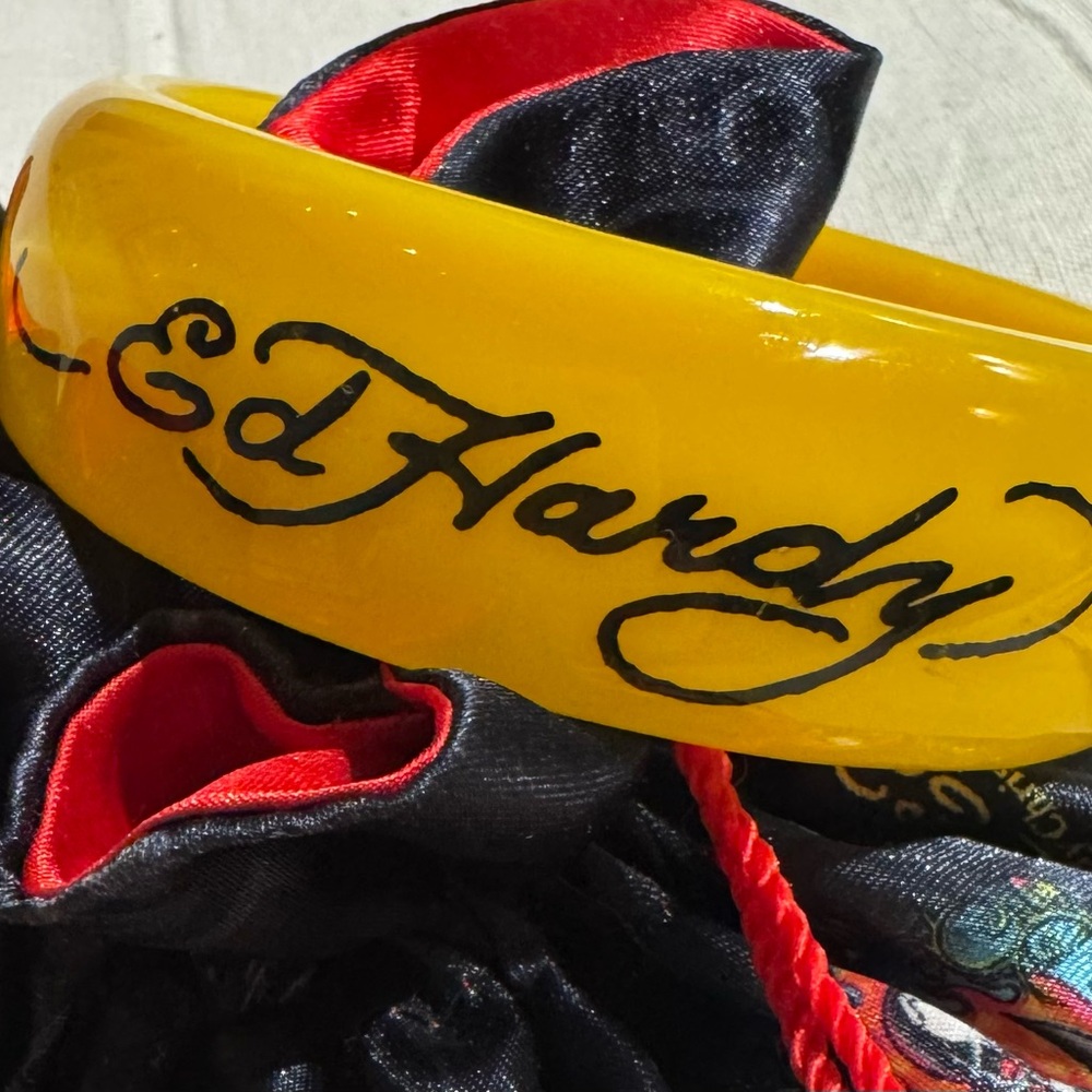 Ed Hardy "Love Kills Slowly" Bangle Bracelet with Pouch and COA